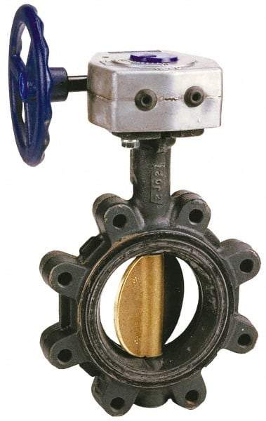 NIBCO - 8" Pipe, Lug Butterfly Valve - Bare Stem Handle, Ductile Iron Body, Buna-N Seat, 250 WOG, Ductile Iron Disc, Stainless Steel Stem - Apex Tool & Supply