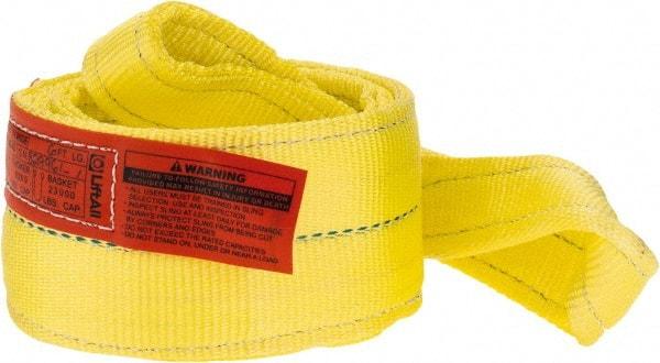 Lift-All - 6' Long x 4" Wide, 11,500 Lb Vertical Capacity, 2 Ply, Polyester Web Sling - 9,200 Lb Choker Capacity, Yellow - Apex Tool & Supply
