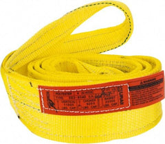 Lift-All - 8' Long x 4" Wide, 11,500 Lb Vertical Capacity, 2 Ply, Polyester Web Sling - 9,200 Lb Choker Capacity, Yellow - Apex Tool & Supply