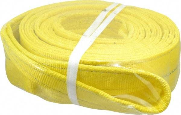 Lift-All - 20' Long x 4" Wide, 11,500 Lb Vertical Capacity, 2 Ply, Polyester Web Sling - 9,200 Lb Choker Capacity, Yellow - Apex Tool & Supply