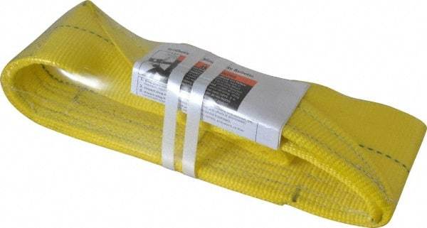 Lift-All - 3' Long x 4" Wide, 11,500 Lb Vertical Capacity, 2 Ply, Polyester Web Sling - 9,200 Lb Choker Capacity, Yellow - Apex Tool & Supply