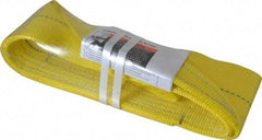 Lift-All - 3' Long x 4" Wide, 11,500 Lb Vertical Capacity, 2 Ply, Polyester Web Sling - 9,200 Lb Choker Capacity, Yellow - Apex Tool & Supply