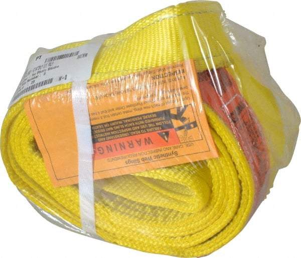 Lift-All - 6' Long x 4" Wide, 11,500 Lb Vertical Capacity, 2 Ply, Polyester Web Sling - 9,200 Lb Choker Capacity, Yellow - Apex Tool & Supply