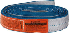 Lift-All - 14' Long x 2" Wide, 6,400 Lb Vertical Capacity, 2 Ply, Polyester Web Sling - 5,000 Lb Choker Capacity, Silver (Color) - Apex Tool & Supply