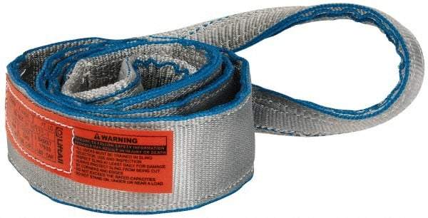 Lift-All - 8' Long x 3" Wide, 8,600 Lb Vertical Capacity, 2 Ply, Polyester Web Sling - 6,900 Lb Choker Capacity, Silver (Color) - Apex Tool & Supply
