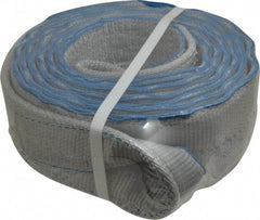 Lift-All - 14' Long x 4" Wide, 11,500 Lb Vertical Capacity, 2 Ply, Polyester Web Sling - 9,200 Lb Choker Capacity, Silver (Color) - Apex Tool & Supply