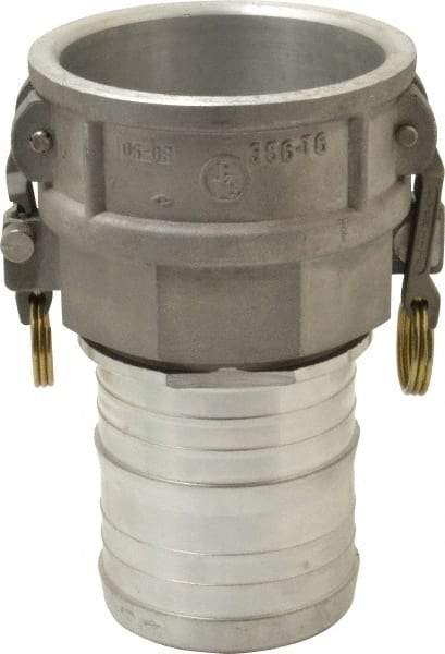 EVER-TITE Coupling Products - 4" Aluminum Cam & Groove Suction & Discharge Hose Female Coupler Hose Shank - Part C, 100 Max psi - Apex Tool & Supply