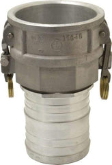 EVER-TITE Coupling Products - 4" Aluminum Cam & Groove Suction & Discharge Hose Female Coupler Hose Shank - Part C, 100 Max psi - Apex Tool & Supply