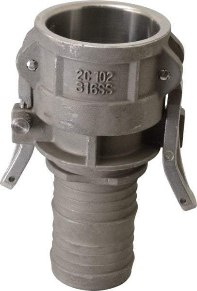EVER-TITE Coupling Products - 1" Stainless Steel Cam & Groove Suction & Discharge Hose Female Coupler Hose Shank - Part C, 250 Max psi - Apex Tool & Supply