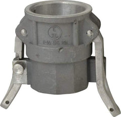 EVER-TITE Coupling Products - 1-1/2" Aluminum Cam & Groove Suction & Discharge Hose Female Coupler Female NPT Thread - Part D, 1-1/2" Lock-On Thread, 250 Max psi - Apex Tool & Supply