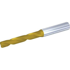 Kennametal - 14.3mm 140° Spiral Flute Solid Carbide Screw Machine Drill Bit - Multilayer TiAlN Finish, Right Hand Cut, 65mm Flute Length, 115mm OAL, Standard Point, Straight Shank - Apex Tool & Supply