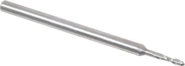 Onsrud - 1/16" Cutting Diam x 1/4" Length of Cut, 2 Flute, Upcut Spiral Router Bit - Uncoated, Right Hand Cut, Solid Carbide, 2" OAL x 1/8" Shank Diam, Ball End Taper, 30° Helix Angle - Apex Tool & Supply