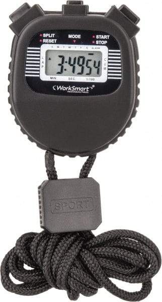 Value Collection - LCD Digital Stopwatch - 3 Functions, 1/100 Sec Resolution, Black - Apex Tool & Supply