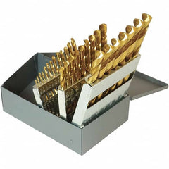Chicago-Latrobe - 1/16 to 1/2", 135° Point, TiN Finish, High Speed Steel Jobber Length Drill Bit Set - Apex Tool & Supply