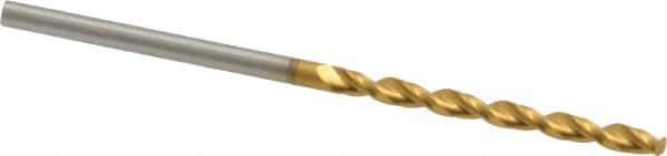 Guhring - 2.15mm 130° High Speed Steel Jobber Drill - TiN Finish, Right Hand Cut, Parabolic Flute, Straight Shank, 2-3/32" OAL, Standard Point - Apex Tool & Supply