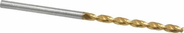 Guhring - 2.75mm 130° High Speed Steel Jobber Drill - TiN Finish, Right Hand Cut, Parabolic Flute, Straight Shank, 2-13/32" OAL, Standard Point - Apex Tool & Supply