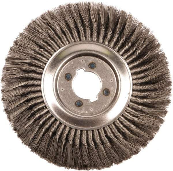 Weiler - 12" OD, 2" Arbor Hole, Knotted Steel Wheel Brush - 3/4" Face Width, 2-3/4" Trim Length, 0.014" Filament Diam, 3,600 RPM - Apex Tool & Supply