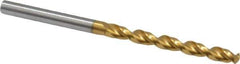 Guhring - 4.2mm 130° High Speed Steel Jobber Drill - TiN Finish, Right Hand Cut, Parabolic Flute, Straight Shank, 2-15/16" OAL, Standard Point - Apex Tool & Supply