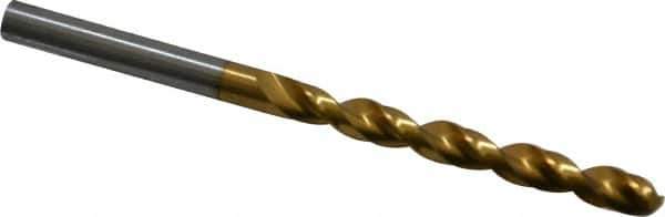 Guhring - 5.7mm 130° High Speed Steel Jobber Drill - TiN Finish, Right Hand Cut, Parabolic Flute, Straight Shank, 93mm OAL, Standard Point - Apex Tool & Supply