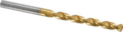 Guhring - 6.3mm 130° High Speed Steel Jobber Drill - TiN Finish, Right Hand Cut, Parabolic Flute, Straight Shank, 3-31/32" OAL, Standard Point - Apex Tool & Supply