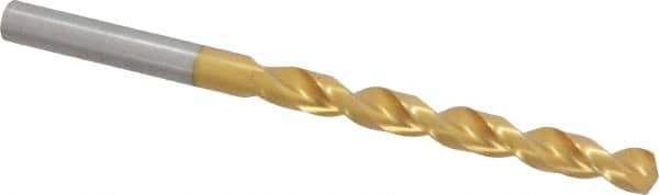 Guhring - 7mm 130° High Speed Steel Jobber Drill - TiN Finish, Right Hand Cut, Parabolic Flute, Straight Shank, 4-9/32" OAL, Standard Point - Apex Tool & Supply