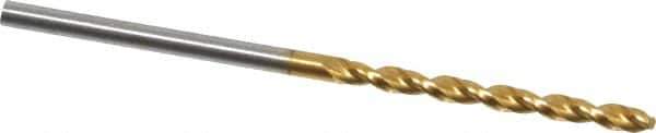 Guhring - 2.15mm 130° Cobalt Jobber Drill - TiN Finish, Right Hand Cut, Parabolic Flute, Straight Shank, 2-3/32" OAL, Standard Point - Apex Tool & Supply