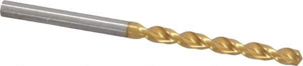 Guhring - 4.2mm 130° Cobalt Jobber Drill - TiN Finish, Right Hand Cut, Parabolic Flute, Straight Shank, 2-15/16" OAL, Standard Point - Apex Tool & Supply