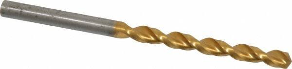 Guhring - 4.6mm 130° Cobalt Jobber Drill - TiN Finish, Right Hand Cut, Parabolic Flute, Straight Shank, 3-5/32" OAL, Standard Point - Apex Tool & Supply
