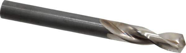 Guhring - 8mm 130° Parabolic Flute High Speed Steel Screw Machine Drill Bit - Bright Finish, Right Hand Cut, 37mm Flute Length, 79mm OAL, Standard Point, Straight Shank - Apex Tool & Supply