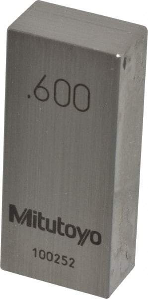 Mitutoyo - 0.6" Rectangular Steel Gage Block - Accuracy Grade 0, Includes Certificate of Inspection - Apex Tool & Supply