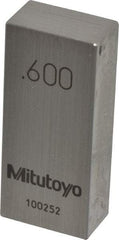 Mitutoyo - 0.6" Rectangular Steel Gage Block - Accuracy Grade 0, Includes Certificate of Inspection - Apex Tool & Supply