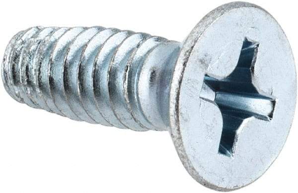 Value Collection - 1/4-20 UNC Thread, 3/4" OAL, Phillips Drive Steel Thread Cutting Screw - Flat Head, Grade 2, Point Type F, Zinc-Plated Finish - Apex Tool & Supply