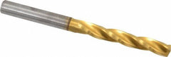 Guhring - 5.4mm 150° Solid Carbide Jobber Drill - TiN Finish, Right Hand Cut, Spiral Flute, Straight Shank, 2.598" OAL, Standard Point - Apex Tool & Supply