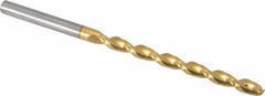 Guhring - #20 130° Solid Carbide Jobber Drill - TiN Finish, Right Hand Cut, Parabolic Flute, Straight Shank, 82.55mm OAL, Standard Point - Apex Tool & Supply