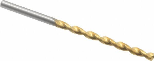 Guhring - #24 130° Solid Carbide Jobber Drill - TiN Finish, Right Hand Cut, Parabolic Flute, Straight Shank, 3-1/8" OAL, Standard Point - Apex Tool & Supply