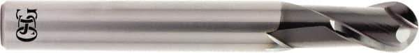 OSG - 3/16" Diam, 9/32" LOC, 2 Flute Solid Carbide Ball End Mill - WXS Finish, Single End, 2" OAL, 1/4" Shank Diam, Spiral Flute - Apex Tool & Supply