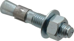 Red Head - 5/8" Diam, 5/8" Drill, 3-1/2" OAL, 3-15/32" Min Embedment Wedge Expansion Concrete Anchor - Grade 3 Steel, Zinc-Plated Finish, Tie Wire Head, 1-3/4" Thread Length - Apex Tool & Supply