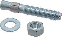 Red Head - 3/4" Diam, 3/4-10, 4-3/4" OAL, Grade 3, Wedge Expansion Concrete Anchor - Steel, Zinc Plated, 2-7/8" Thread Length, Tie Wire Head, 3/4" Drill - Apex Tool & Supply