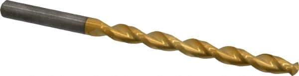 Guhring - Letter C 130° Solid Carbide Jobber Drill - TiN Finish, Right Hand Cut, Parabolic Flute, Straight Shank, 101.6mm OAL, Standard Point - Apex Tool & Supply