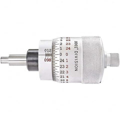 Starrett - 1 Inch, 2-1/16 Inch Plain Thimble, 5/16 Inch Diameter x 1-7/16 Inch Long Spindle, Mechanical Micrometer Head - Apex Tool & Supply