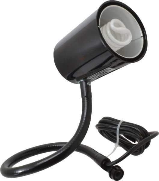 Made in USA - 24 Inch, Gooseneck, Coupler Mounted, Compact Fluorescent, Black, General Purpose Task Light - 23 Watt, 120 Volt, Nonmagnifying - Apex Tool & Supply