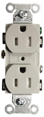 Hubbell Wiring Device-Kellems - 125 VAC, 15 Amp, 5-15R NEMA Configuration, Gray, Specification Grade, Self Grounding Duplex Receptacle - 1 Phase, 2 Poles, 3 Wire, Flush Mount, Tamper Resistant - Apex Tool & Supply