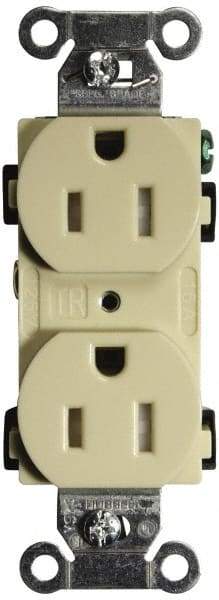 Hubbell Wiring Device-Kellems - 125 VAC, 15 Amp, 5-15R NEMA Configuration, Ivory, Specification Grade, Self Grounding Duplex Receptacle - 1 Phase, 2 Poles, 3 Wire, Flush Mount, Tamper Resistant - Apex Tool & Supply