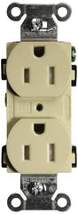 Hubbell Wiring Device-Kellems - 125 VAC, 15 Amp, 5-15R NEMA Configuration, Ivory, Specification Grade, Self Grounding Duplex Receptacle - 1 Phase, 2 Poles, 3 Wire, Flush Mount, Tamper Resistant - Apex Tool & Supply