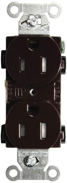 Hubbell Wiring Device-Kellems - 125 VAC, 15 Amp, 5-15R NEMA Configuration, Brown, Specification Grade, Self Grounding Duplex Receptacle - 1 Phase, 2 Poles, 3 Wire, Flush Mount, Tamper Resistant - Apex Tool & Supply