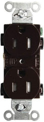 Hubbell Wiring Device-Kellems - 125 VAC, 15 Amp, 5-15R NEMA Configuration, Brown, Specification Grade, Self Grounding Duplex Receptacle - 1 Phase, 2 Poles, 3 Wire, Flush Mount, Tamper Resistant - Apex Tool & Supply