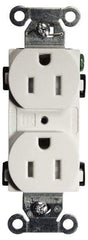 Hubbell Wiring Device-Kellems - 125 VAC, 15 Amp, 5-15R NEMA Configuration, White, Specification Grade, Self Grounding Duplex Receptacle - 1 Phase, 2 Poles, 3 Wire, Flush Mount, Tamper Resistant - Apex Tool & Supply