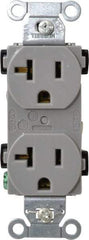 Hubbell Wiring Device-Kellems - 125 VAC, 20 Amp, 5-20R NEMA Configuration, Gray, Specification Grade, Self Grounding Duplex Receptacle - 1 Phase, 2 Poles, 3 Wire, Flush Mount - Apex Tool & Supply