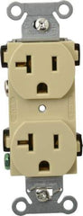 Hubbell Wiring Device-Kellems - 125 VAC, 20 Amp, 5-20R NEMA Configuration, Ivory, Specification Grade, Self Grounding Duplex Receptacle - 1 Phase, 2 Poles, 3 Wire, Flush Mount - Apex Tool & Supply