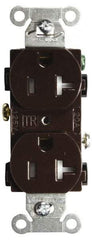 Hubbell Wiring Device-Kellems - 125 VAC, 20 Amp, 5-20R NEMA Configuration, Brown, Specification Grade, Self Grounding Duplex Receptacle - 1 Phase, 2 Poles, 3 Wire, Flush Mount, Tamper Resistant - Apex Tool & Supply
